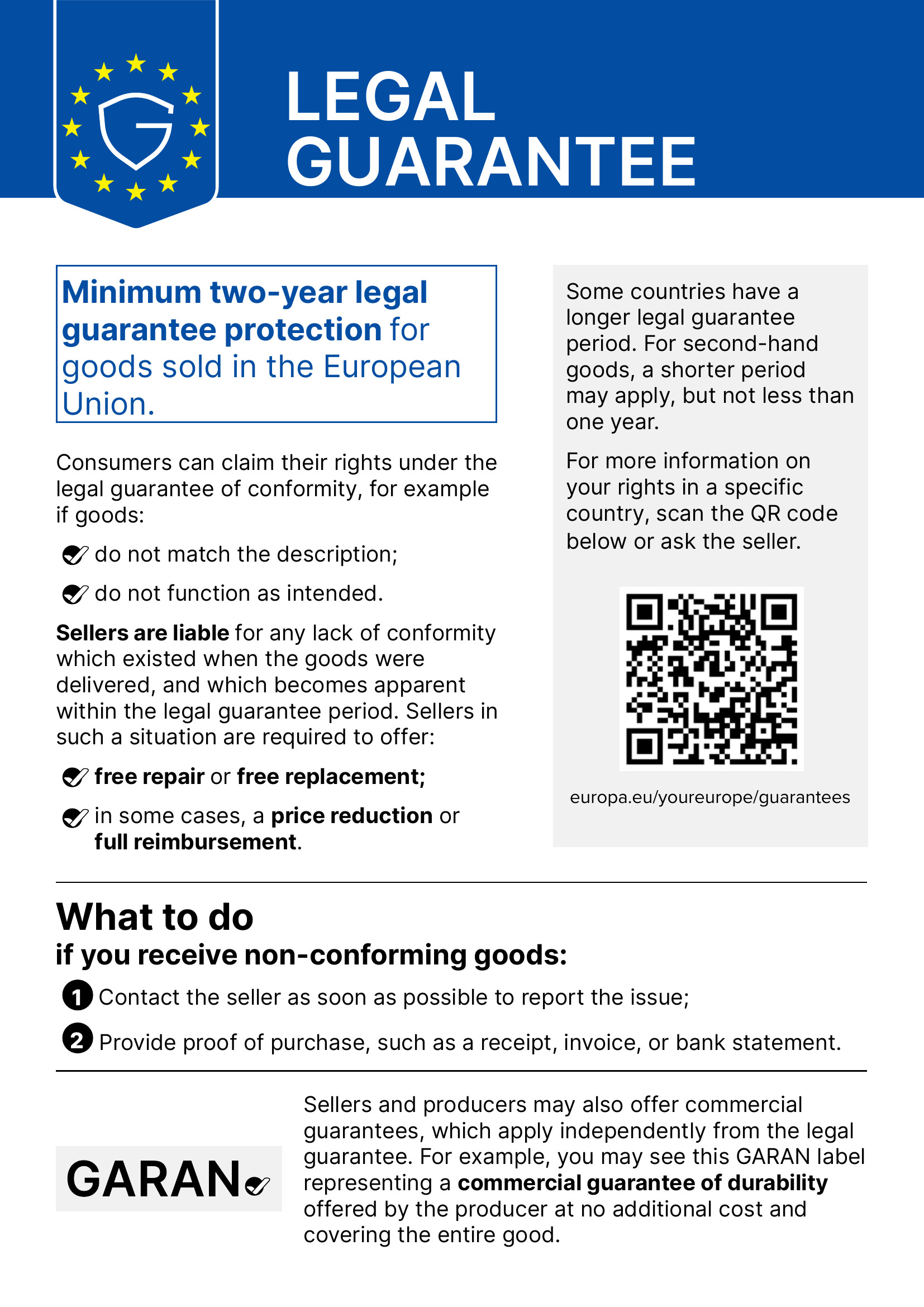 EU notice on the legal guarantee